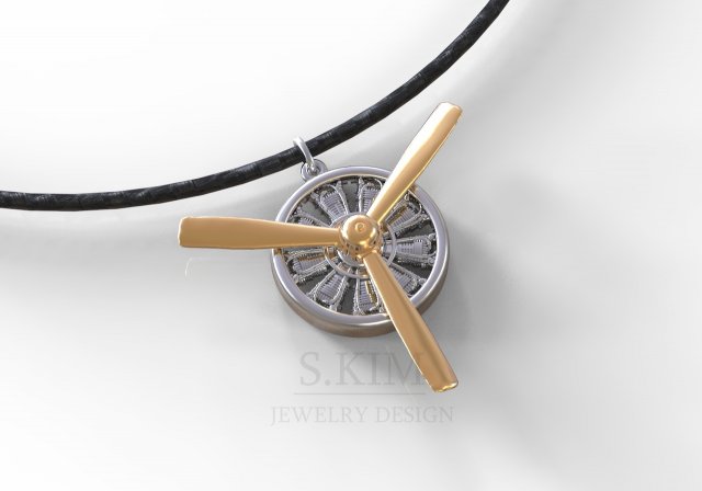 airplane engine and propeller pendant 3D 打印模型 .c4d .max .obj .3ds .fbx .stl .blend 