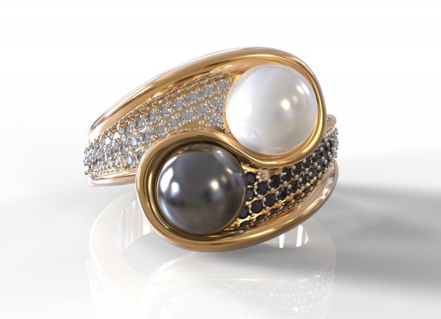 Pearls ring 3D 打印模型 .c4d .max .obj .3ds .fbx .stl .blend 