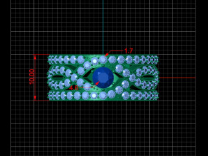 Ring with row of diamonds and sapphires 3D print model Model Cetak 3D