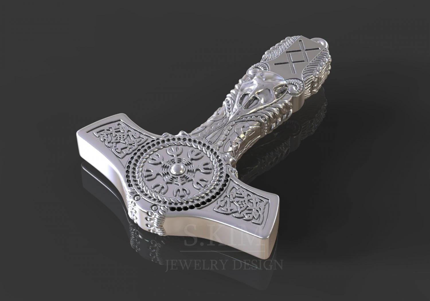 Thor hammer pendant 3D Print Model .c4d .max .obj .3ds .fbx .stl .blend