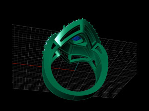 Ring with cushion 7mm baguette straight 2x1mm round 3D print model 3D Print Model