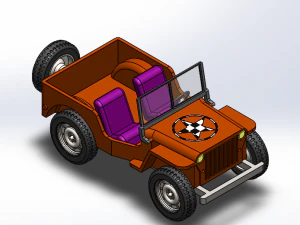 Bagian-bagian mainan jeep ada di folder terpisah, dapat dicetak 3D dan dirakit dengan mudah Model Cetak 3D