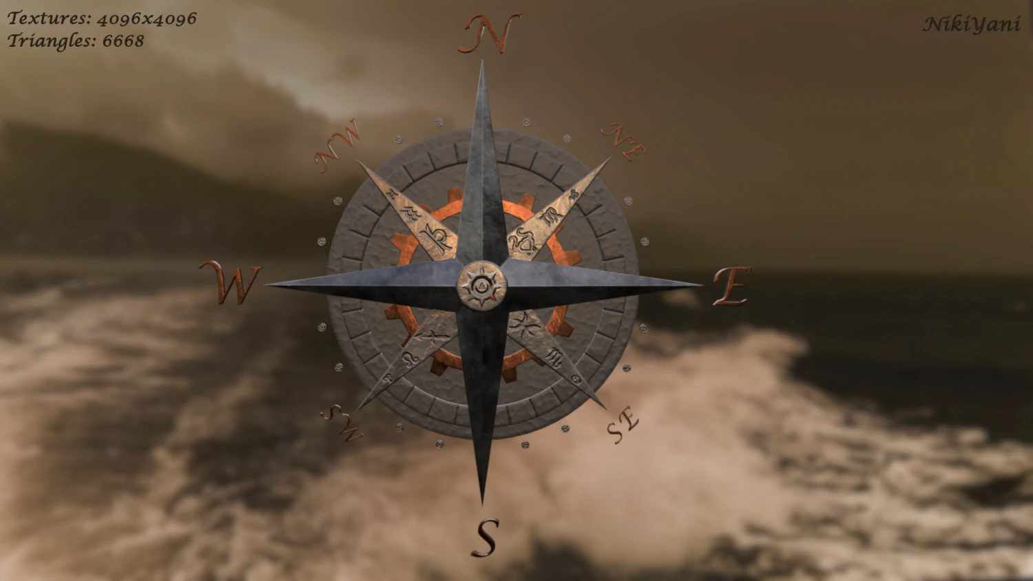 compass rose 3D Model .c4d .max .obj .3ds .fbx .stl .blend