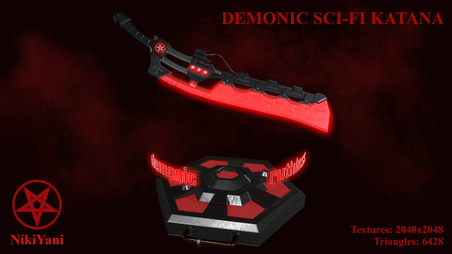 demonic sci-fi katana pbr 3D 模型 .c4d .max .obj .3ds .fbx .stl .blend 
