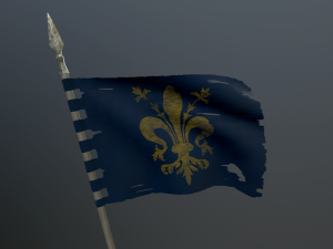 medieval flag on the spear 3D Model