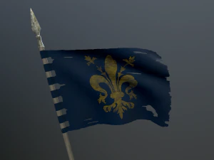 槍の上に中世の旗 3Dモデル