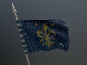 medieval flag on the spear Model 3D