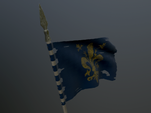 medieval flag on the spear Model 3D