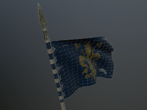 medieval flag on the spear Model 3D