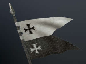 medieval flag on the spear 3D 模型