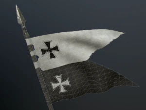 medieval flag on the spear 3D Model
