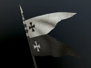 medieval flag on the spear 3D Model