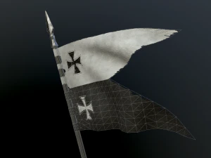 medieval flag on the spear 3D Model
