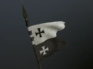 medieval flag on the spear 3D Model