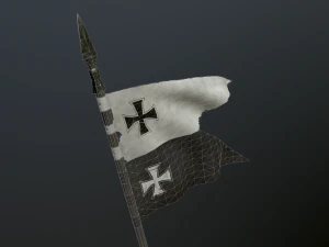medieval flag on the spear 3D Model
