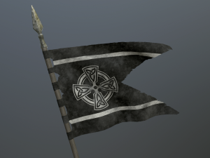 medieval flag on the spear 3D Model
