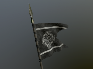 medieval flag on the spear 3D Model