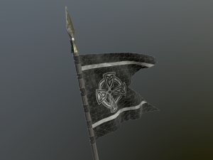 medieval flag on the spear 3D Model
