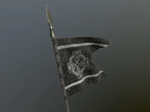medieval flag on the spear 3D Model