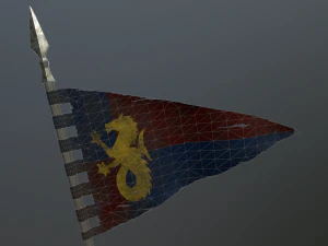 medieval flag on the spear 3D Model
