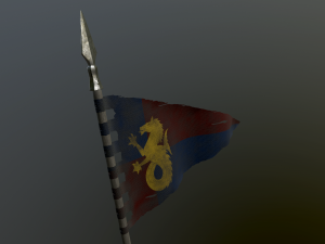 medieval flag on the spear 3D Model