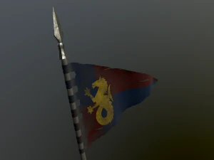 medieval flag on the spear 3D Model