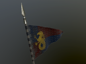 medieval flag on the spear 3D Model