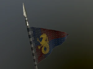medieval flag on the spear 3D Model