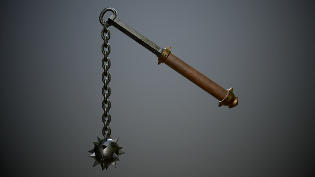 medieval morgenstern with chain 3D मॉडल .c4d .max .obj .3ds .fbx .stl .blend 