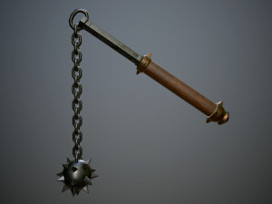 medieval morgenstern with chain 3D Model