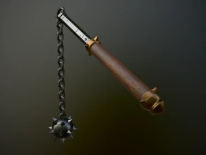 medieval morgenstern with chain 3D Model
