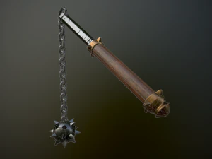 medieval morgenstern with chain 3D Model