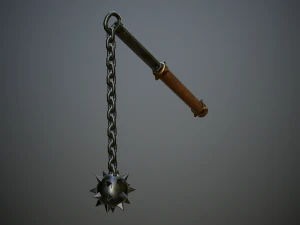 medieval morgenstern with chain 3D Model