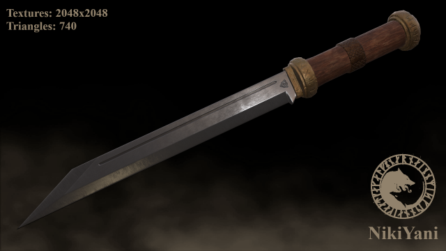 medieval scramasax Modèle 3D .c4d .max .obj .3ds .fbx .stl .blend 