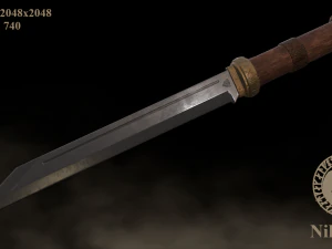 scramasax medievale Modello 3D