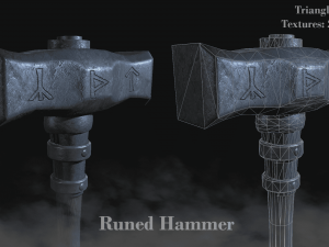 runed hammer Modelo 3D
