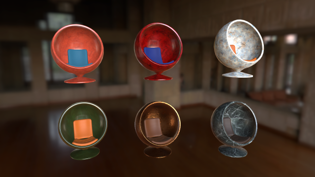 set of spherical chairs pbr 3Dモデル .c4d .max .obj .3ds .fbx .stl .blend 