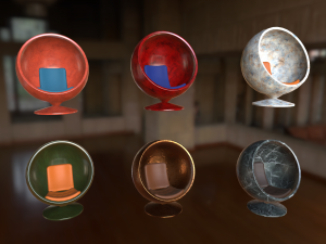 set of spherical chairs pbr 3D 模型
