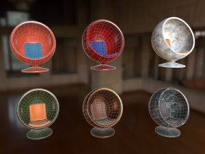 set of spherical chairs pbr 3Dモデル