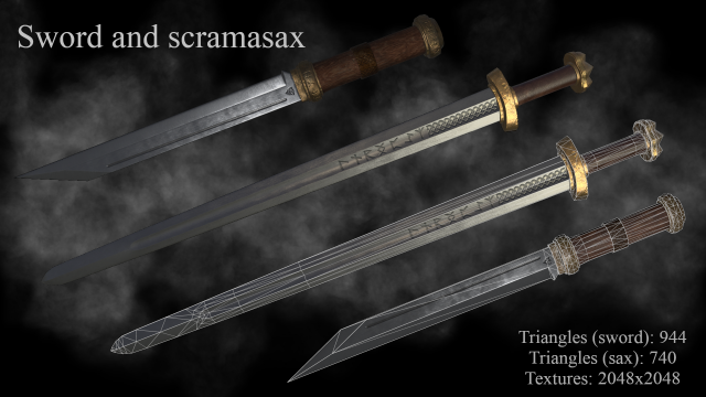 sword of the viking 3D Model .c4d .max .obj .3ds .fbx .stl .blend 