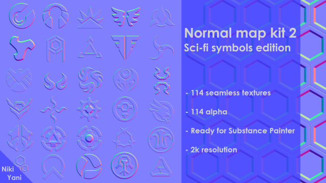normal map kit 2 sci-fi symbols edition CG टेक्स्चर्स .c4d .max .obj .3ds .fbx .stl .blend 