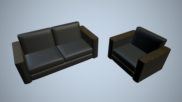 leather sofa and chair 3D Model .c4d .max .obj .3ds .fbx .stl .blend 