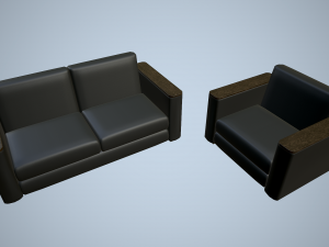 leather sofa and chair Modello 3D
