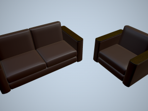 leather sofa and chair Modelo 3D