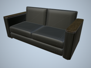leather sofa and chairs Model 3D