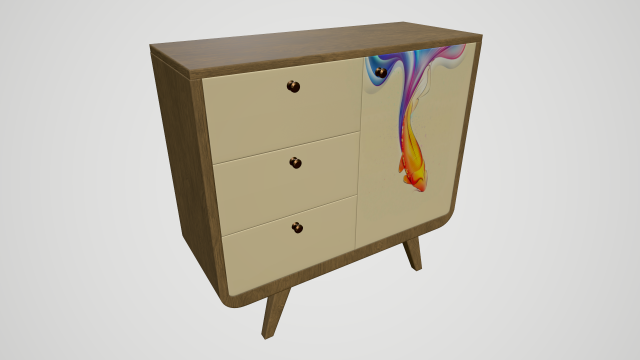 cabinet with print 3D Model .c4d .max .obj .3ds .fbx .stl .blend 