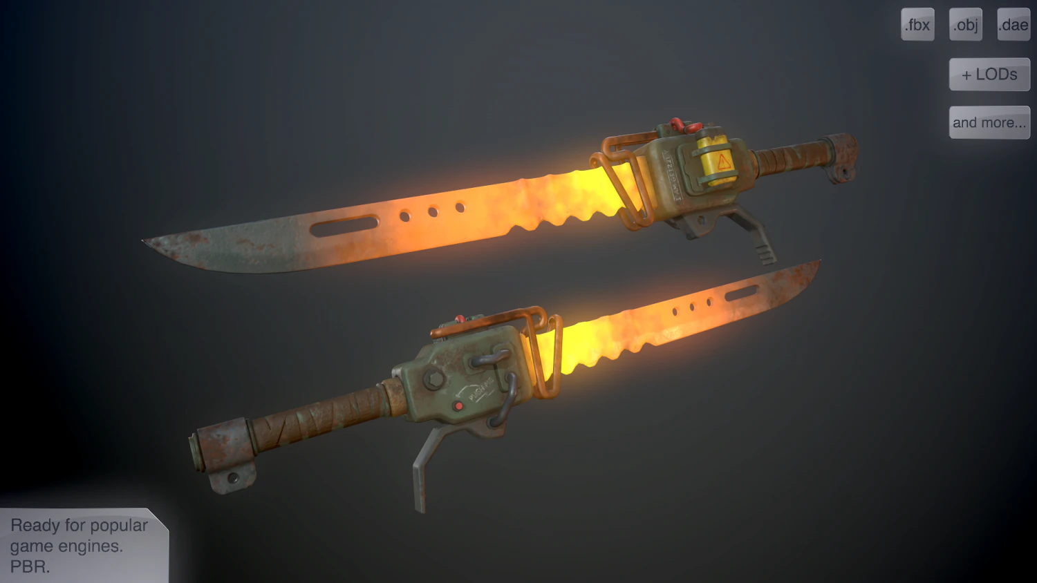 heater sword 3D Model .c4d .max .obj .3ds .fbx .stl .blend 