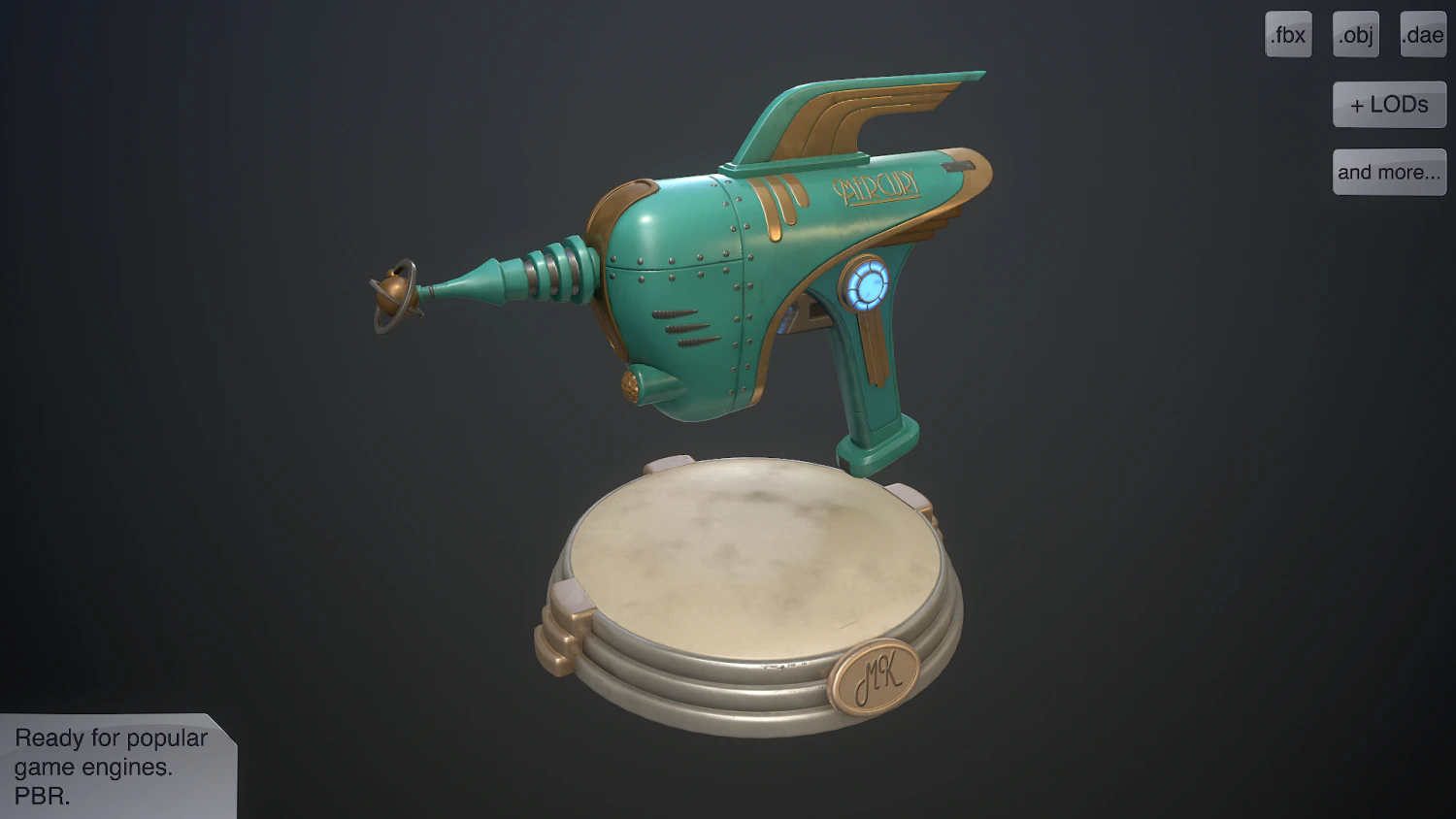retro pistol 3D Model .c4d .max .obj .3ds .fbx .stl .blend 