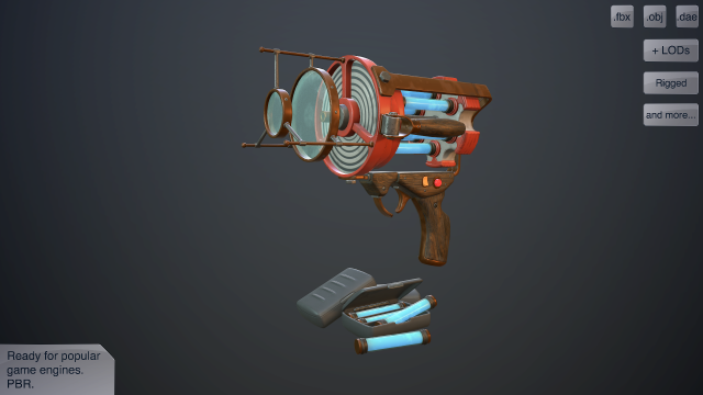 retro laser pistol Modelo 3D .c4d .max .obj .3ds .fbx .stl .blend 