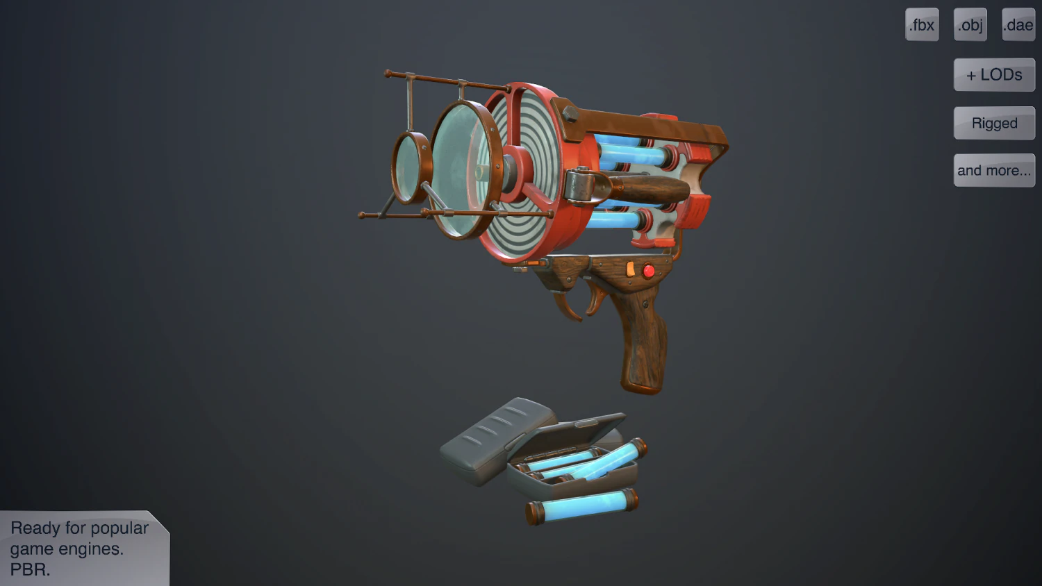 retro laser pistol 3D Model .c4d .max .obj .3ds .fbx .stl .blend